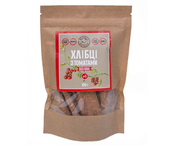 Хлебцы льняные с томатами без соли ТМ Живая Кухня 100 г