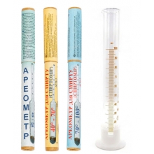 Набор ареометров для спирта АСП-3 от 0% до 100% + колба 100 мл