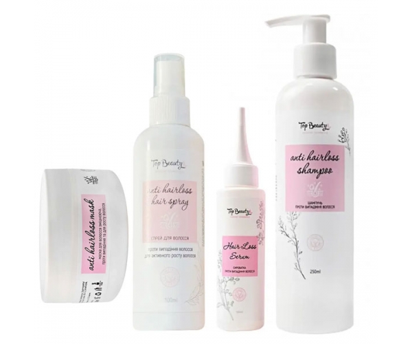 Набор укрепляющий для роста и от выпадения волос Top Beauty Anti Hairloss-2 (спрей 100 мл, шампунь 250 мл, маска 300 мл, сыворотка 100 мл)