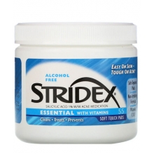 Салфетки Stridex одно шаговое средство от угрей с витаминами 55 мягких салфеток дисков