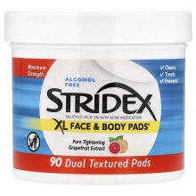 Серветки Stridex для обличчя й тіла XL Face & Body Pads, 90 м'яких серветок