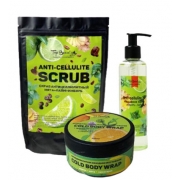 Набор для холодного обертывания Top Beauty (холодное обертывание, масло массажное, скраб)