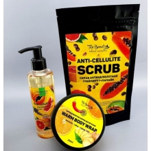 Набор для горячего обертывания Top Beauty (горячее обертывание, масло массажное, скраб)