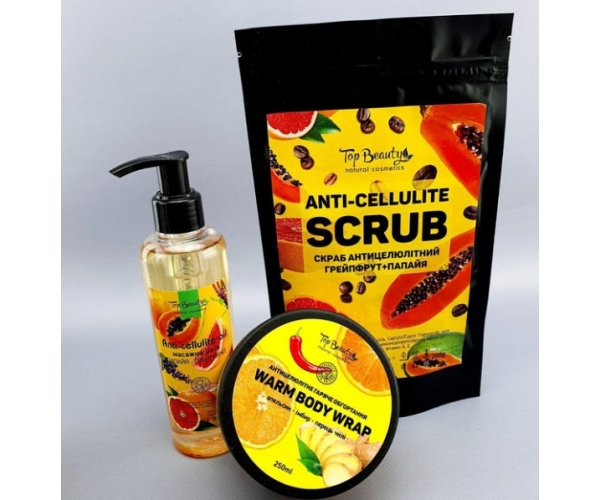 Набор для горячего обертывания Top Beauty (горячее обертывание, масло массажное, скраб)