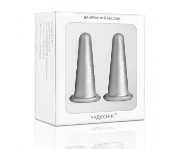 Банки массажные вакуумные для массажа лица Чудесник БМП-20 2 шт Серебро