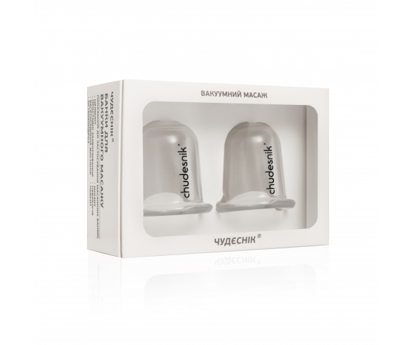 Банки массажные вакуумные для массажа тела Чудесник БМП-35 2 шт прозрачные