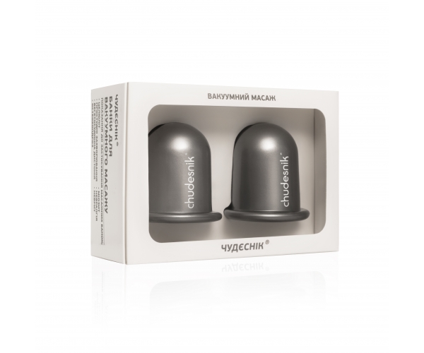 Банки массажные вакуумные для массажа тела Чудесник БМП-35 2 шт серебро