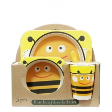 Набор детской эко-посуды из бамбука Пчелка желтая