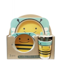 Набор детской эко-посуды из бамбука Пчелка голубая