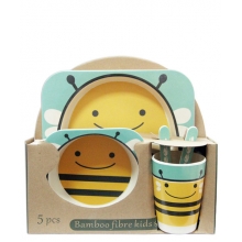 Набор детской эко-посуды из бамбука Пчелка голубая