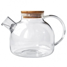 Чайник заварочный стеклянный жаропрочный Olens с деревянной крышкой и фильтром-пружиной, Бочонок, 1000 мл Чайник заварочный стеклянный жаропрочный Olens с деревянной крышкой и фильтром-пружиной, Бочонок, 1000 мл