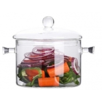 Стеклянная кастрюля OLens с крышкой, жаропрочная 1350 мл