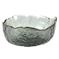 Салатник стеклянный Olens с золотым ободком, в форме айсберга черный 12,5 см