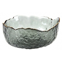 Салатник стеклянный Olens с золотым ободком, в форме айсберга черный 12,5 см Салатник стеклянный Olens с золотым ободком, в форме айсберга черный 12,5 см