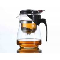 Заварочный чайник SHANGYIXIN гунфу из жаропрочного стекла с металлическим фильтром и складной крышкой 600 мл