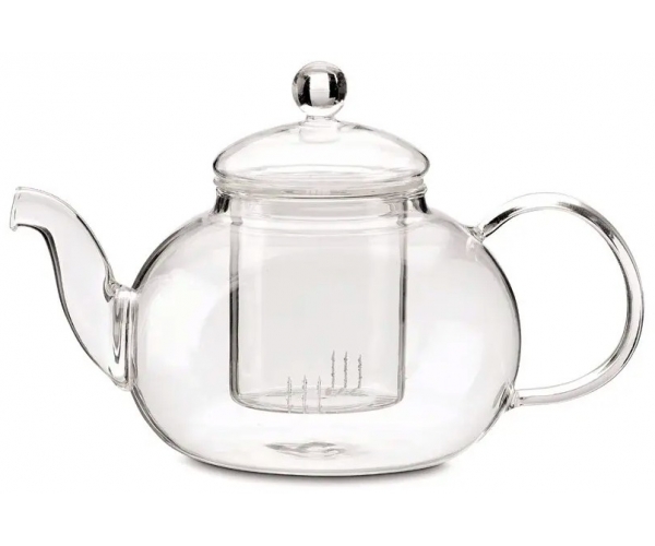 Чайник заварочный стеклянный жаропрочный Olens со стеклянным фильтром и крышкой, Греческий, 1000 мл
