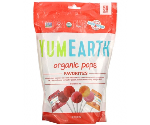 Леденцы органические YumEarth ассорти 8 вкусов 50 шт 310 г