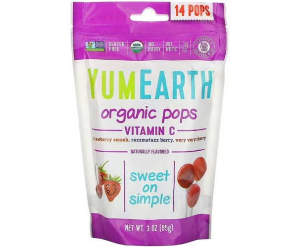 Леденцы органические YumEarth с витамином C 14 шт