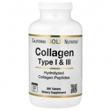 Гидролизованный коллаген I и III типов, 1000 мг, California Gold Nutrition, 365 таблеток