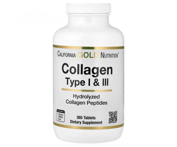 Гидролизованный коллаген I и III типов, 1000 мг, California Gold Nutrition, 365 таблеток