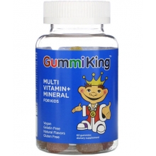 Мультивитаминная добавка для детей GummiKing вкус клубники, апельсина, лимона, винограда, вишни и грейпфрута, 60 жевательных конфет