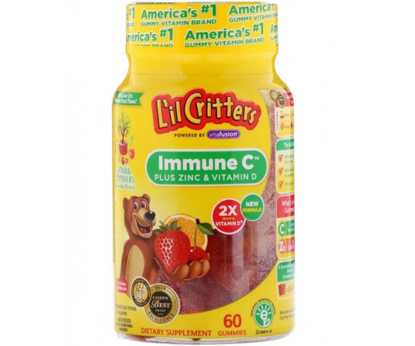Витамин C для детей L'il Critters Immune C плюс цинк и витамин D 60 жевательных таблеток