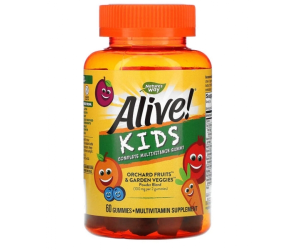 Мультивитамины для детей Nature's Way Alive! вишня, апельсин и виноград 60 жевательных конфет