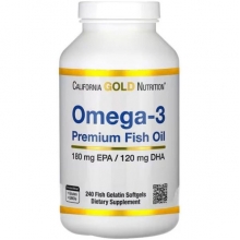 Жирные кислоты California Gold Nutrition Омега-3, рыбий жир, 240 желатиновых капсул