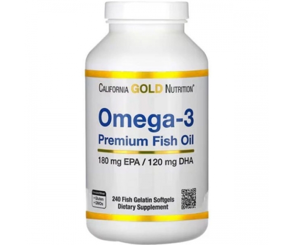 Жирные кислоты California Gold Nutrition Омега-3, рыбий жир, 240 желатиновых капсул