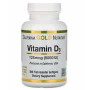 Витамин D3 California Gold Nutrition 5000 МЕ 360 капсул