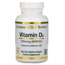 Витамин D3 California Gold Nutrition 5000 МЕ 360 капсул