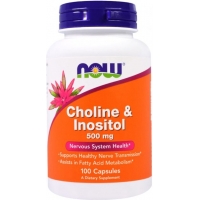 Холин (В4) и Инозитол (В8), Choline & Inositol, Now Foods 500 мг, 100 капсул (733739004703)