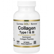 Гидролизованный коллаген I и III типов, 1000 мг, California Gold Nutrition, 60 таблеток