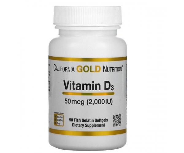 Вітамін D3 California Gold Nutrition 2000 МО 90 капсул